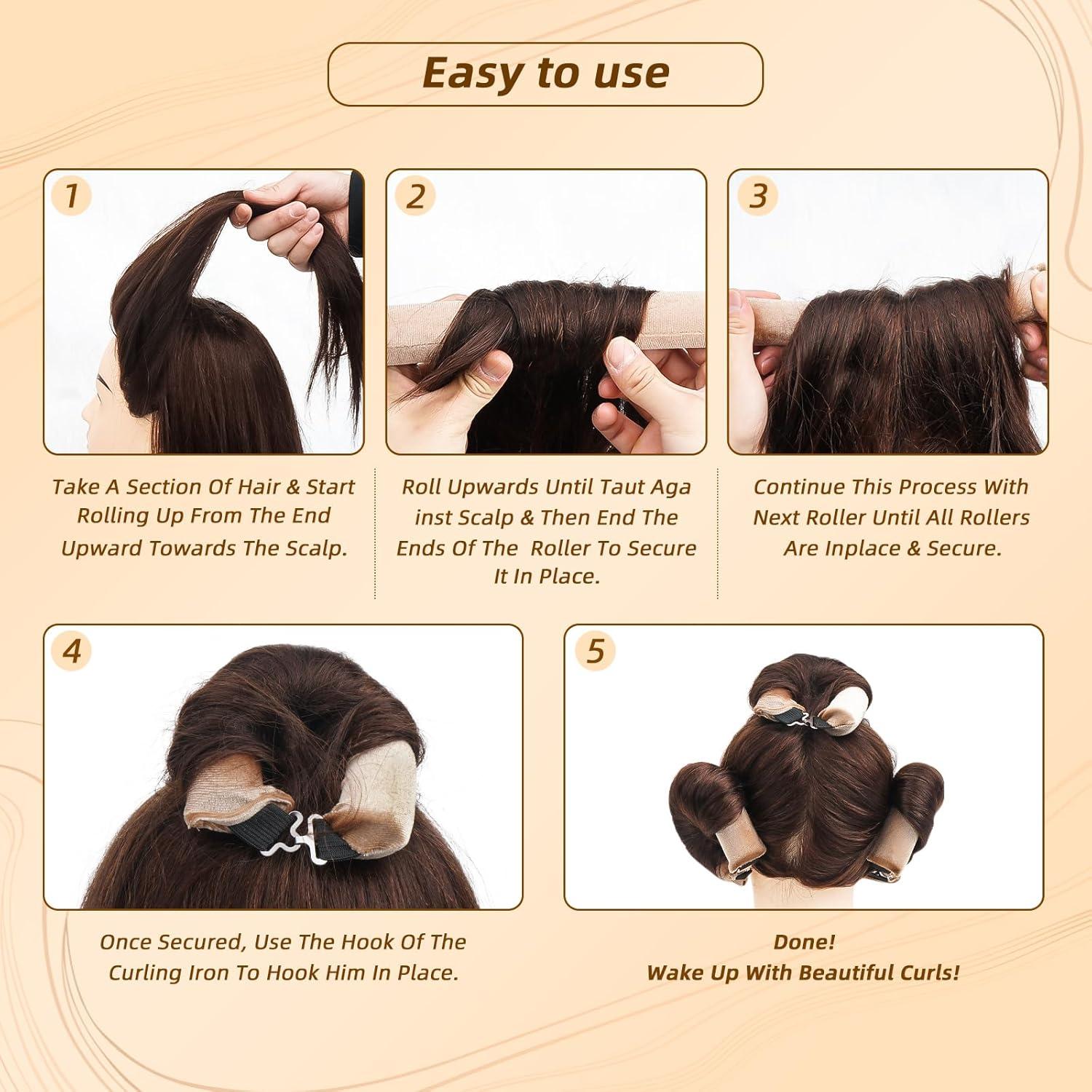 Rizadores de Cabello Sin Calor Luckybear Jumbo 3pcs Rosa