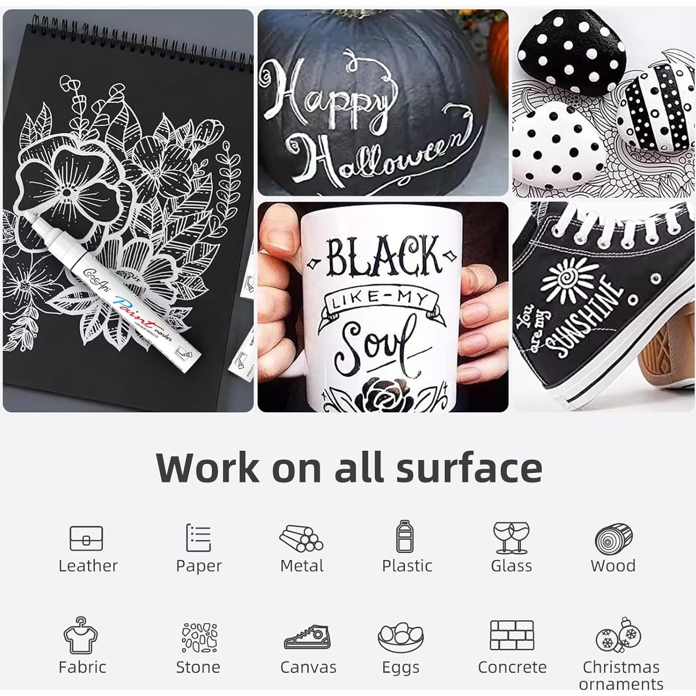 Marcadores de Pintura CoocAni Negro - Paquete de 2, Punta Media