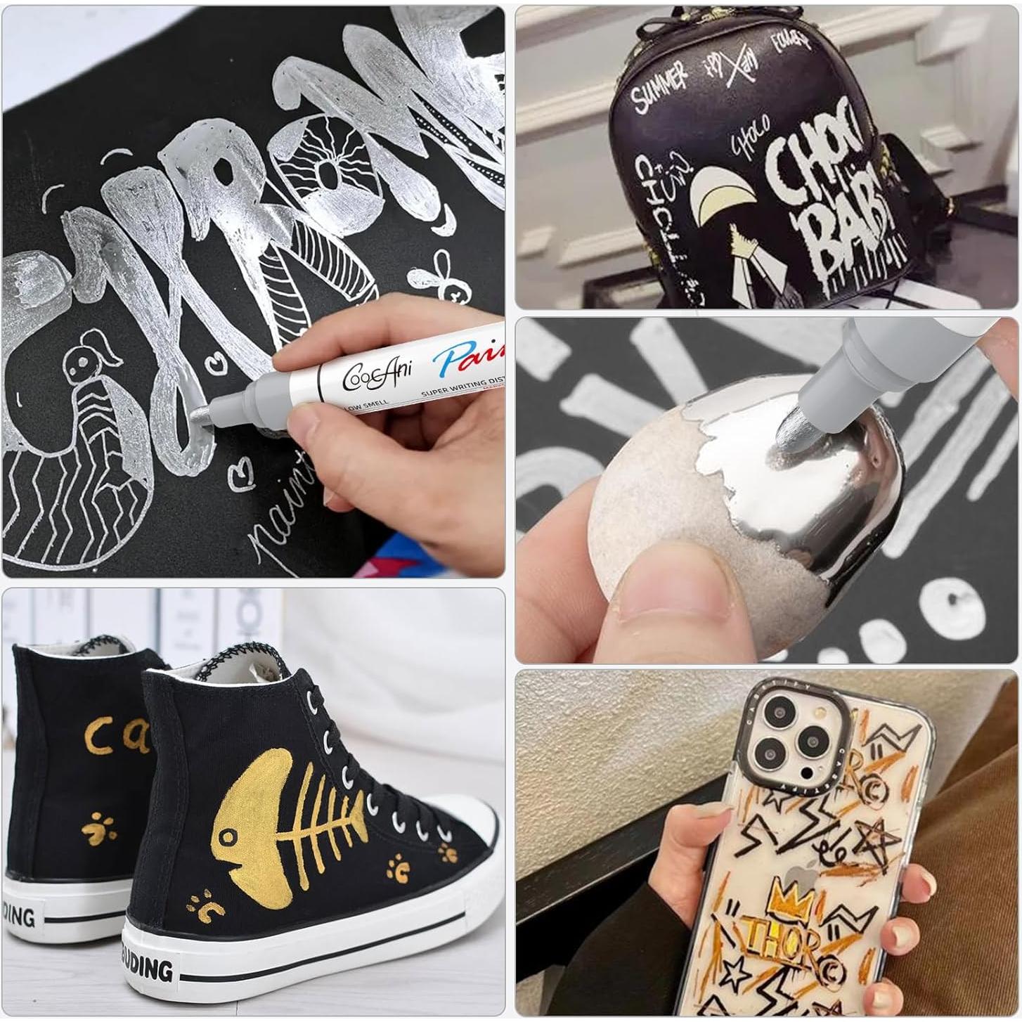 Marcadores de Pintura CoocAni Negro - Paquete de 2, Punta Media