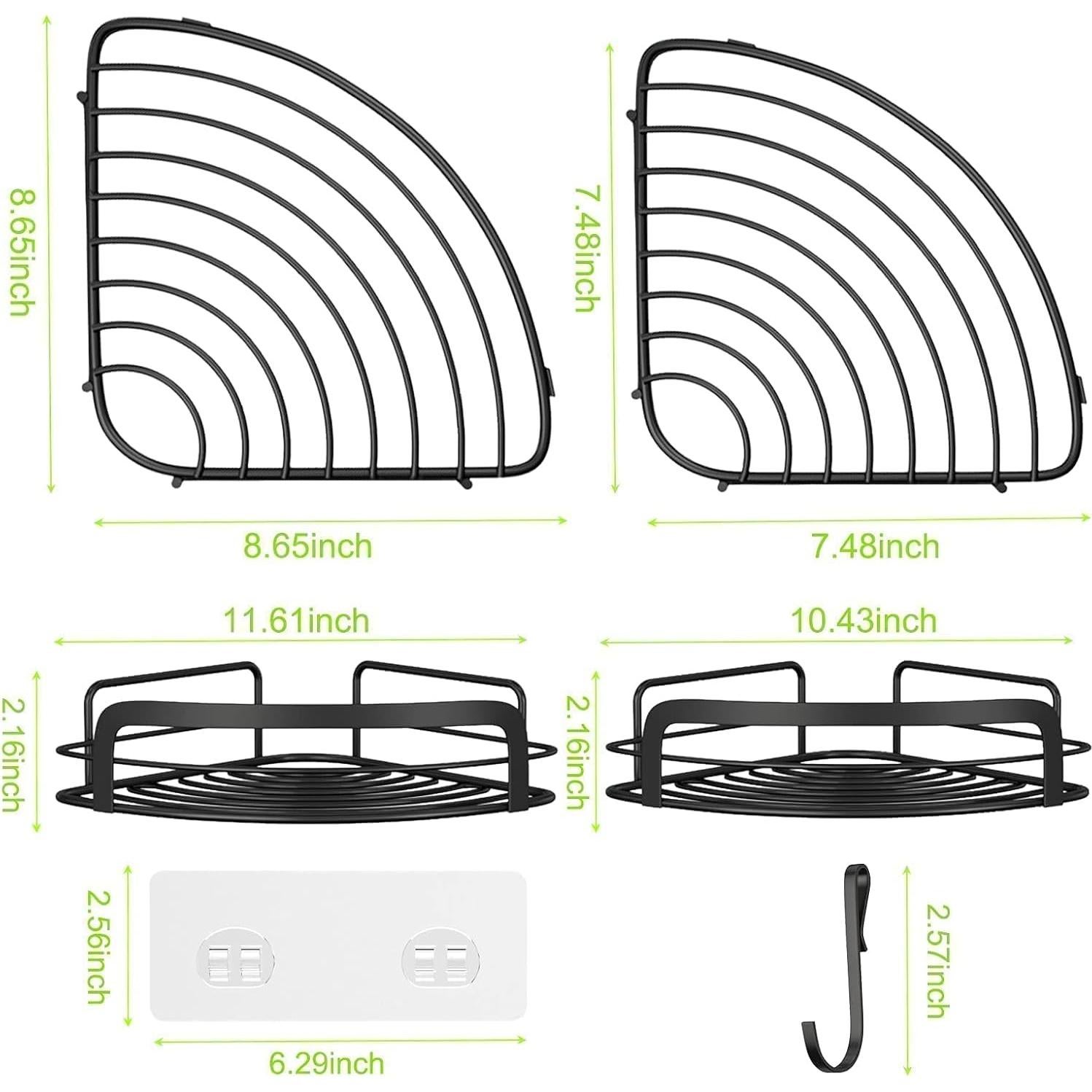 Estantes de Ducha de Esquina STEUGO Negros 2-Pack Acero Inoxidable