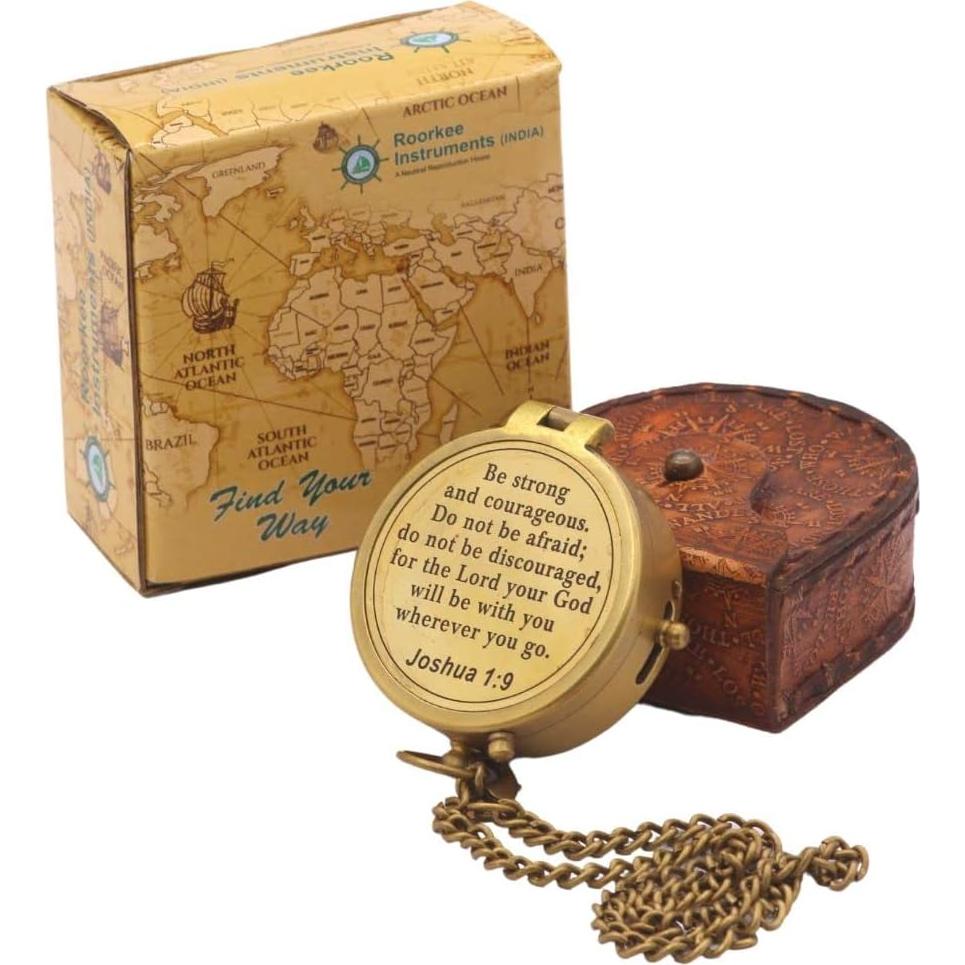 Brújula de Latón Sólido con Funda de Cuero - ROORKEE