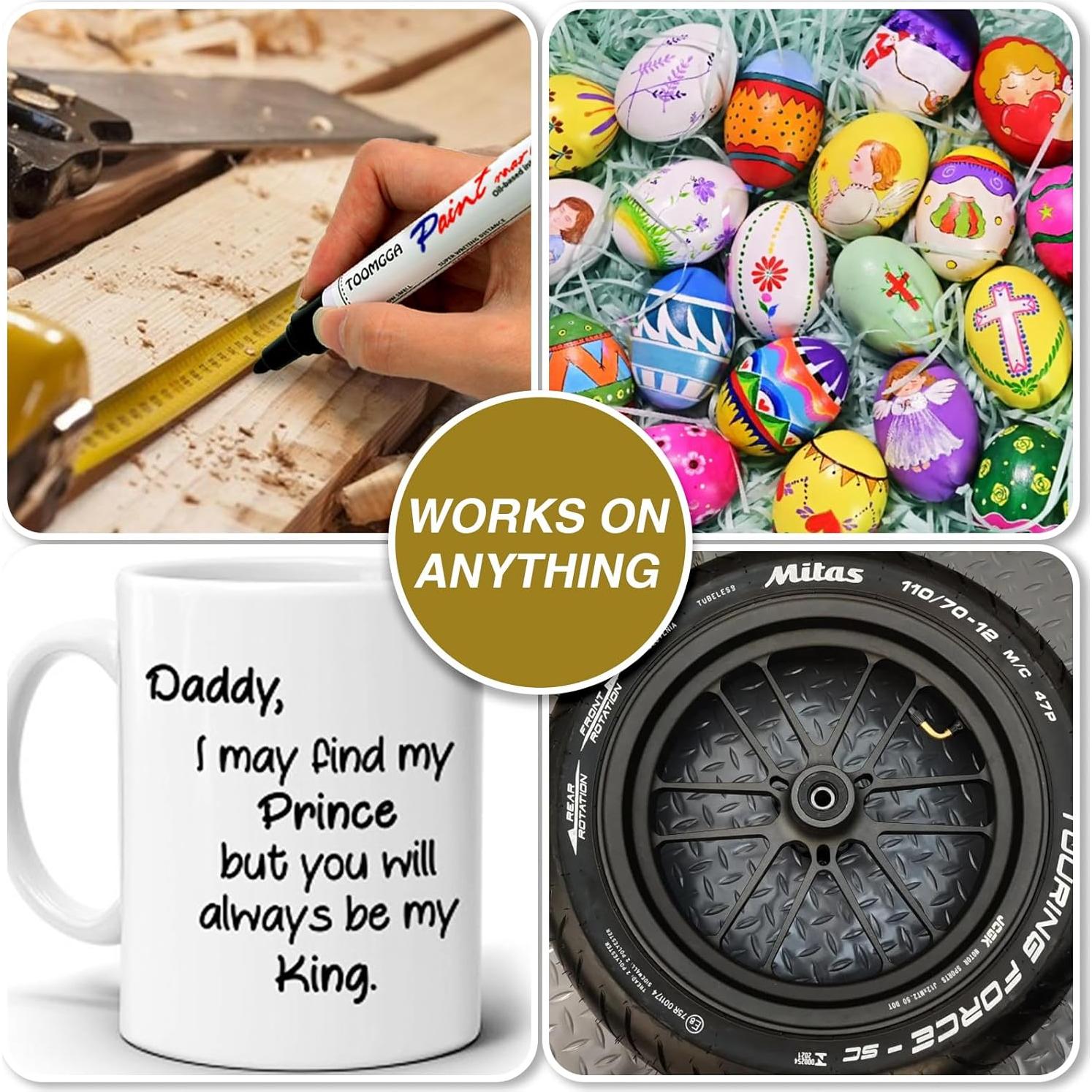 Marcadores de Pintura Negra TOOMGGA - Paquete de 6 Unidades, Secado Rápido, Punta Media