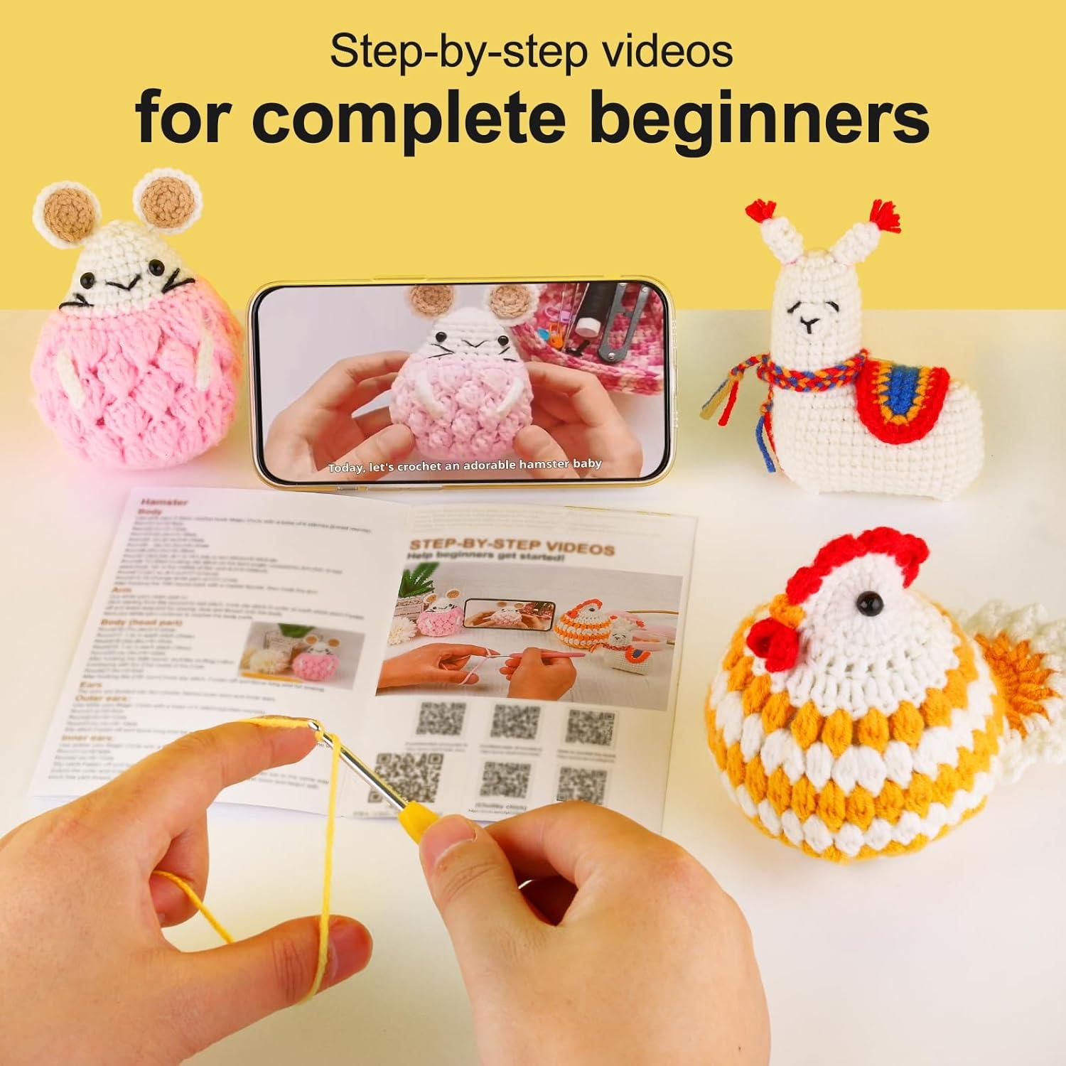 Kit de Crochet para Principiantes XSEINO - 3 Animales con Tutoriales