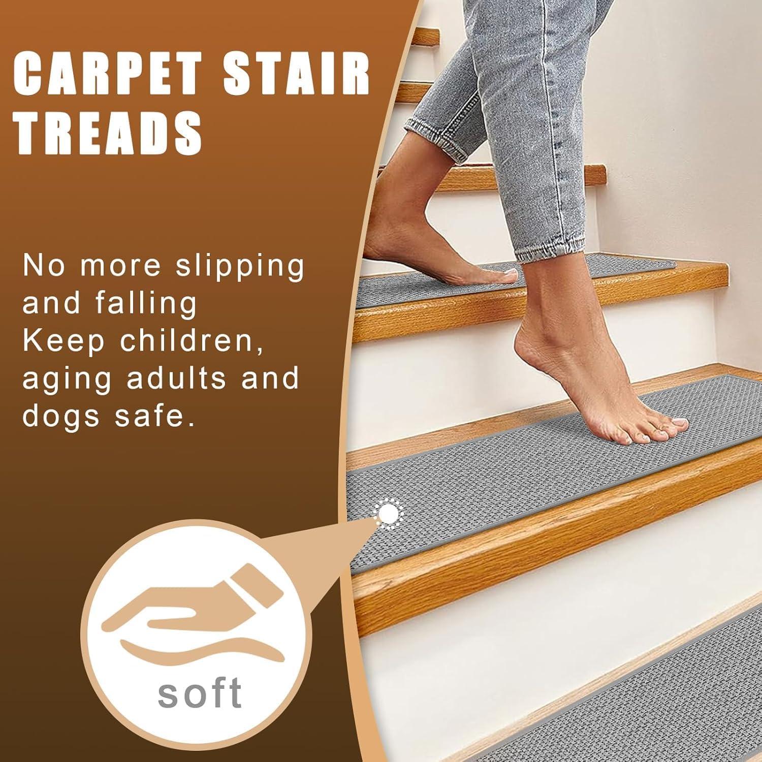 Alfombrillas antideslizantes para escaleras Lino Natural 4 Pcs