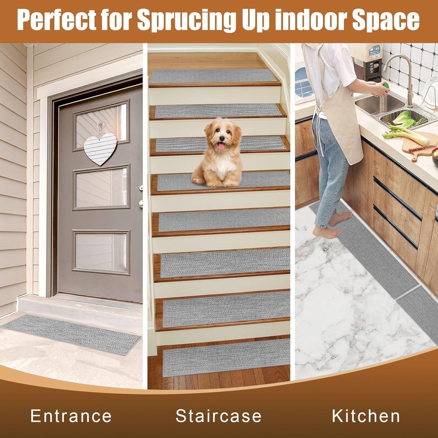 Alfombrillas antideslizantes para escaleras Lino Natural 4 Pcs