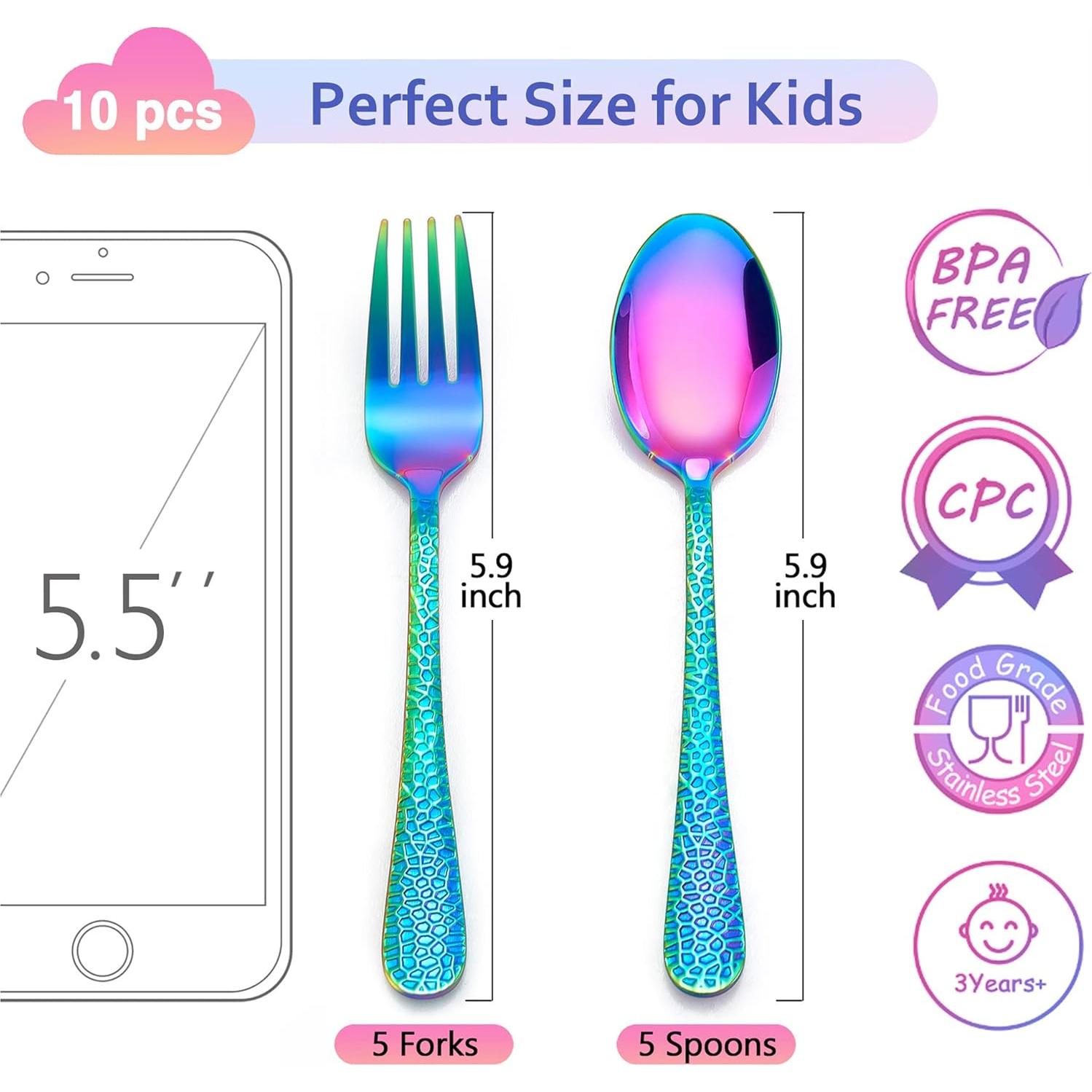 Set de Cubiertos para Niños LIANYU 10 Piezas Acero Inoxidable