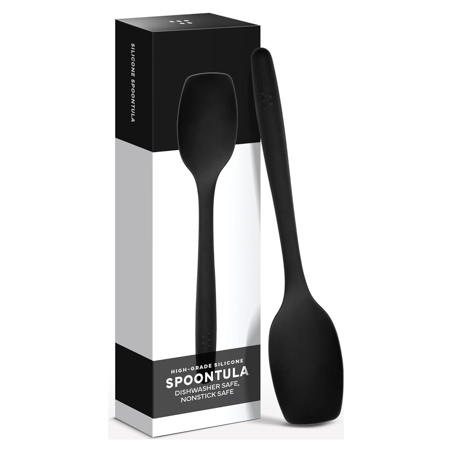 Misen Spoontula - Dishwasher Safe, Heat resistance, Nonstick Safe - Professional-Grade Versatile Kitchen Tool for Stirring, Spponging, Folding and Flipping - 4 Tools in One - Built to Last - Black