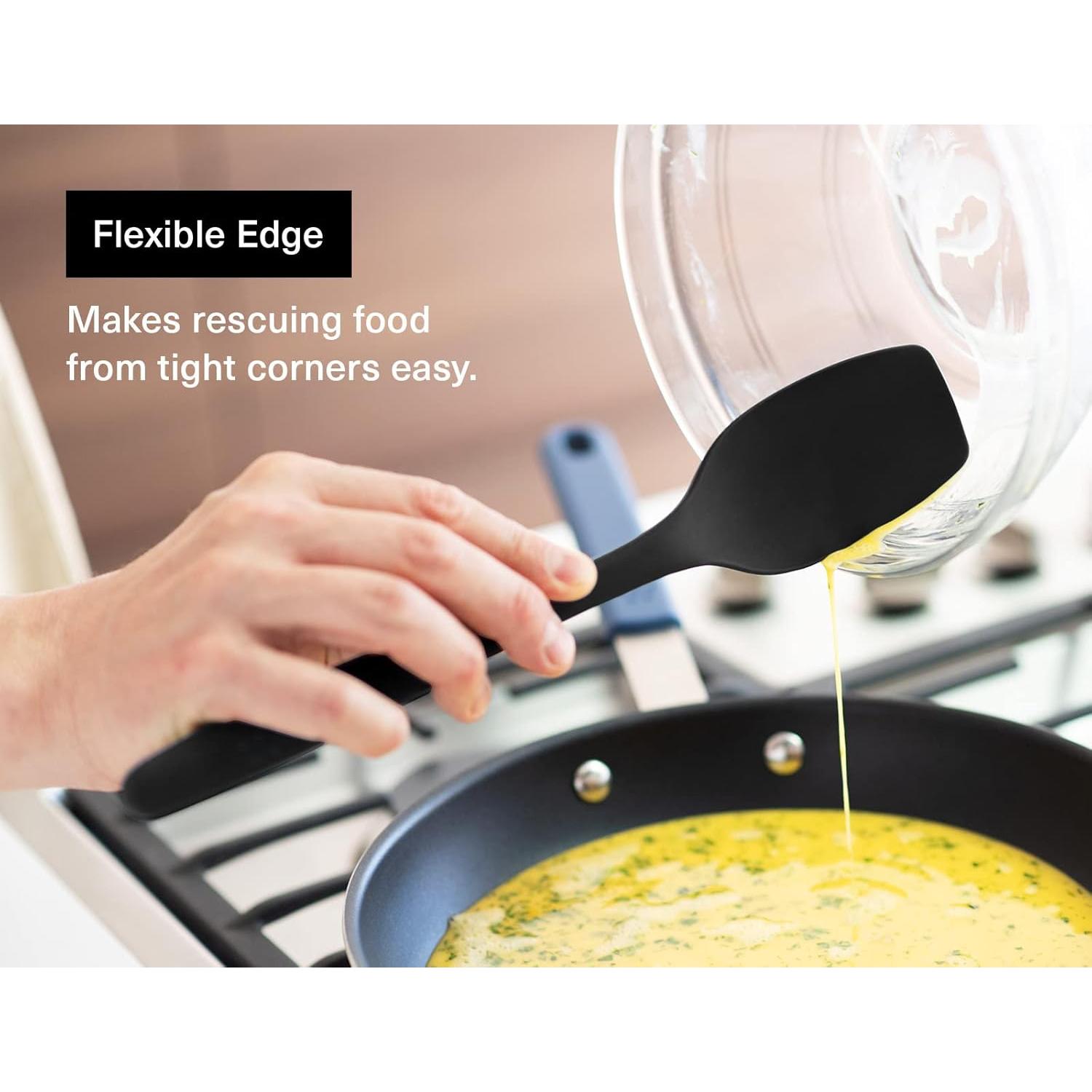 Misen Spoontula - Dishwasher Safe, Heat resistance, Nonstick Safe - Professional-Grade Versatile Kitchen Tool for Stirring, Spponging, Folding and Flipping - 4 Tools in One - Built to Last - Black