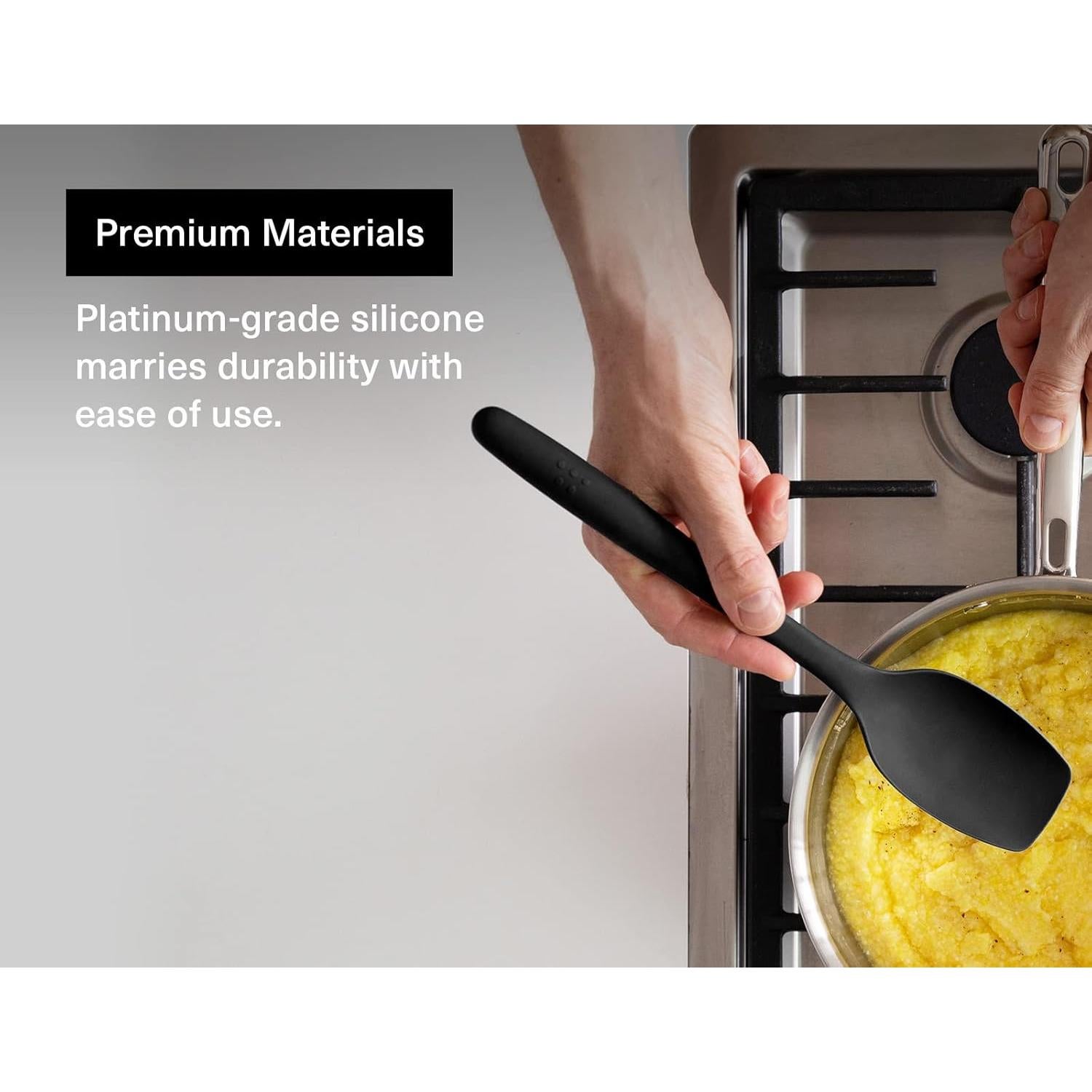 Misen Spoontula - Dishwasher Safe, Heat resistance, Nonstick Safe - Professional-Grade Versatile Kitchen Tool for Stirring, Spponging, Folding and Flipping - 4 Tools in One - Built to Last - Black