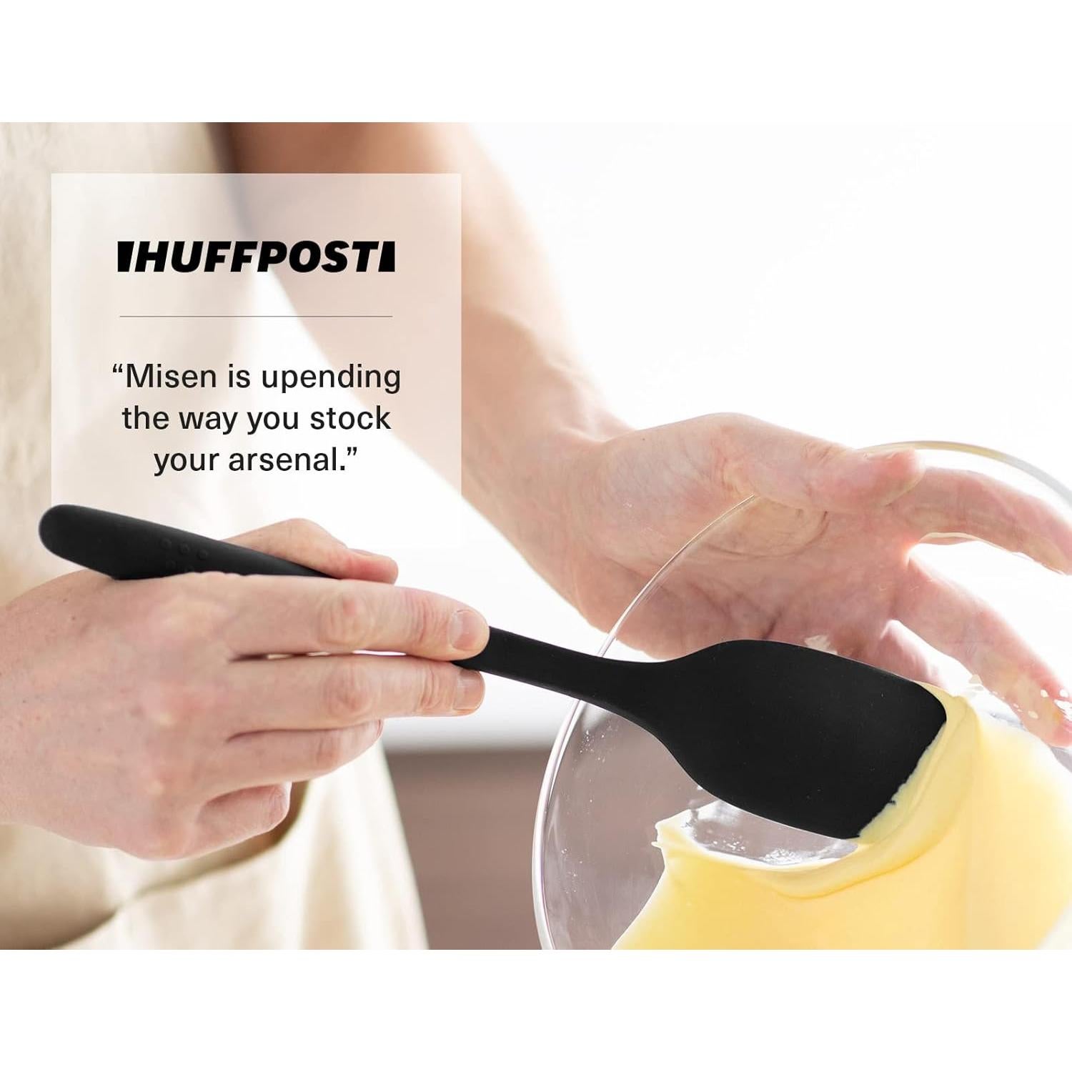 Misen Spoontula - Dishwasher Safe, Heat resistance, Nonstick Safe - Professional-Grade Versatile Kitchen Tool for Stirring, Spponging, Folding and Flipping - 4 Tools in One - Built to Last - Black