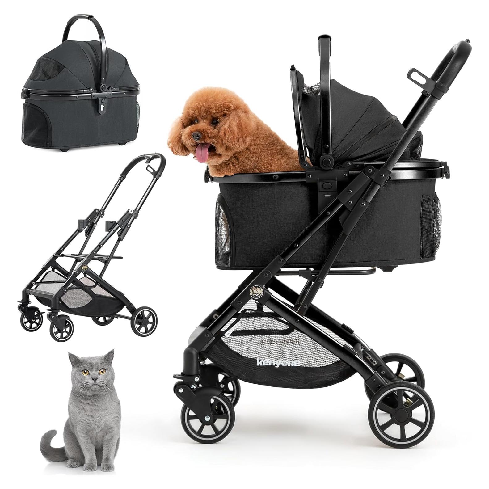 Carrito para Mascotas 3-en-1 Kenyone C310L Negro Plegable