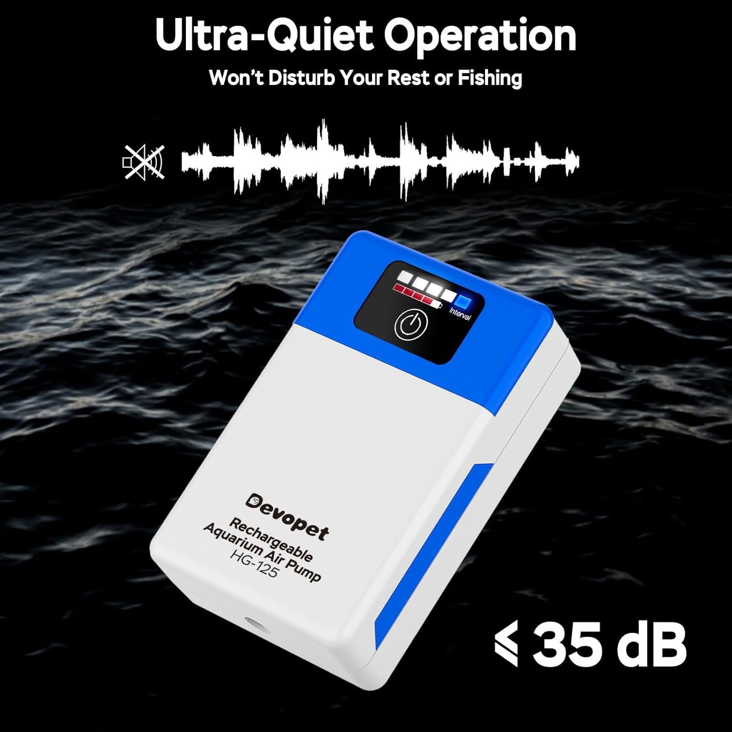 Bomba de aire recargable Devopet para acuario 60 Gal