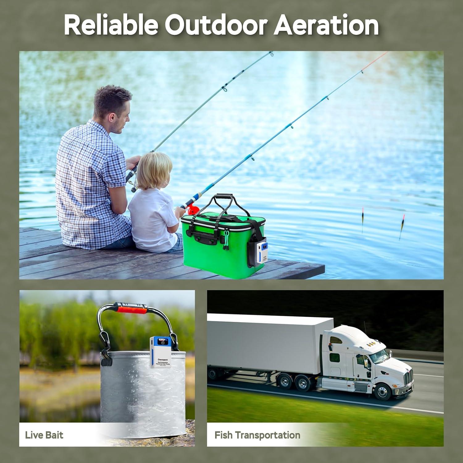 Bomba de aire recargable Devopet para acuario 60 Gal