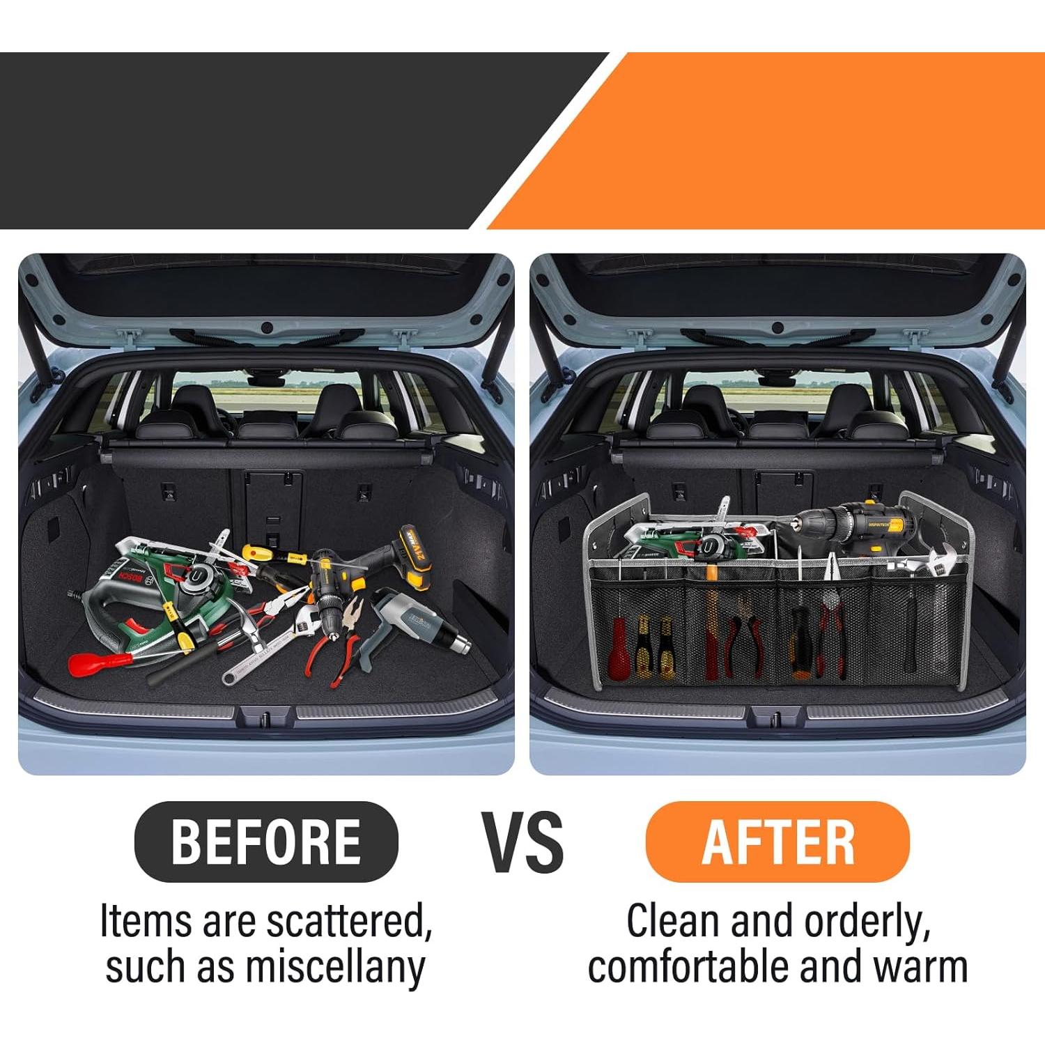 Organizador de Maletero de Coche Qianjiang Plegable 2 Compartimentos