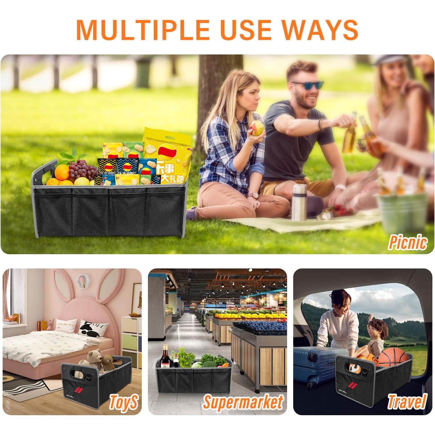 Organizador de Maletero de Coche Qianjiang Plegable 2 Compartimentos