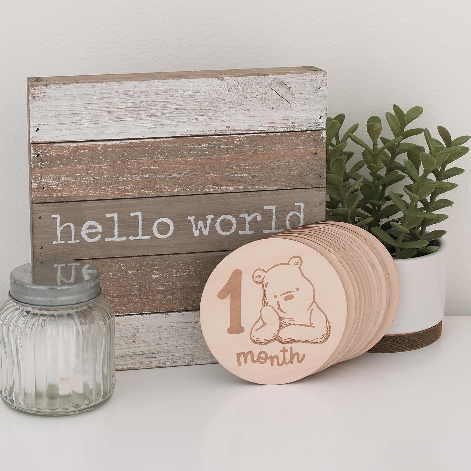 Tarjetas de Hitos de Madera Disney Winnie the Pooh 12 Piezas