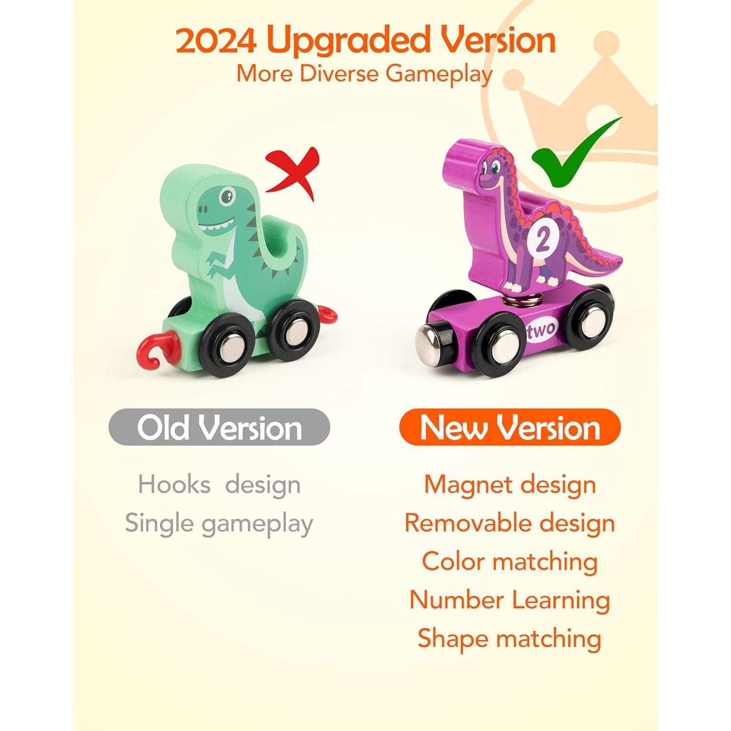 Juego de Tren de Dinosaurios de Madera Helsort 19.8x13.8 cm