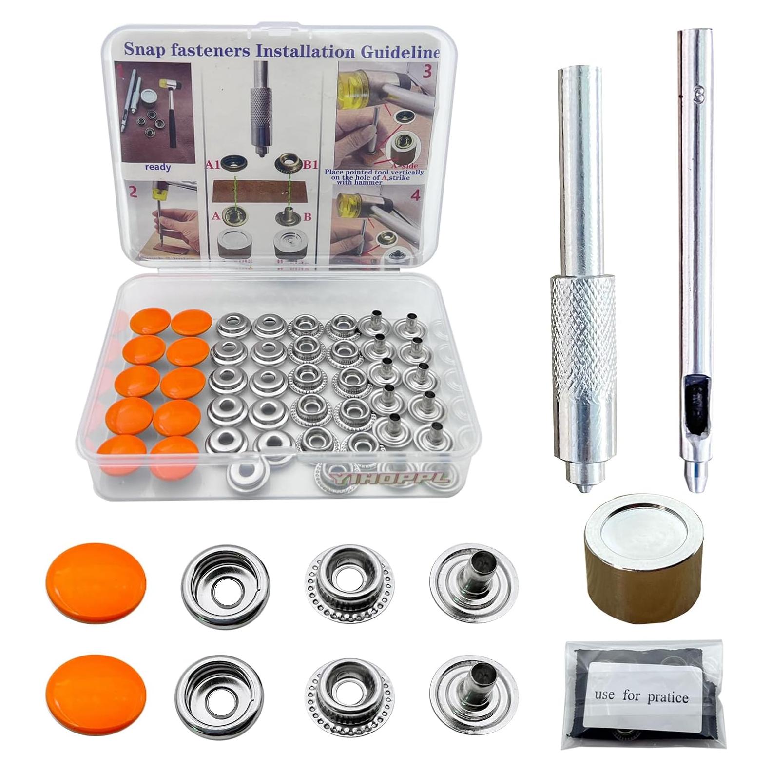 Kit de broches de presión de cuero YIHOPPL 15mm con herramientas