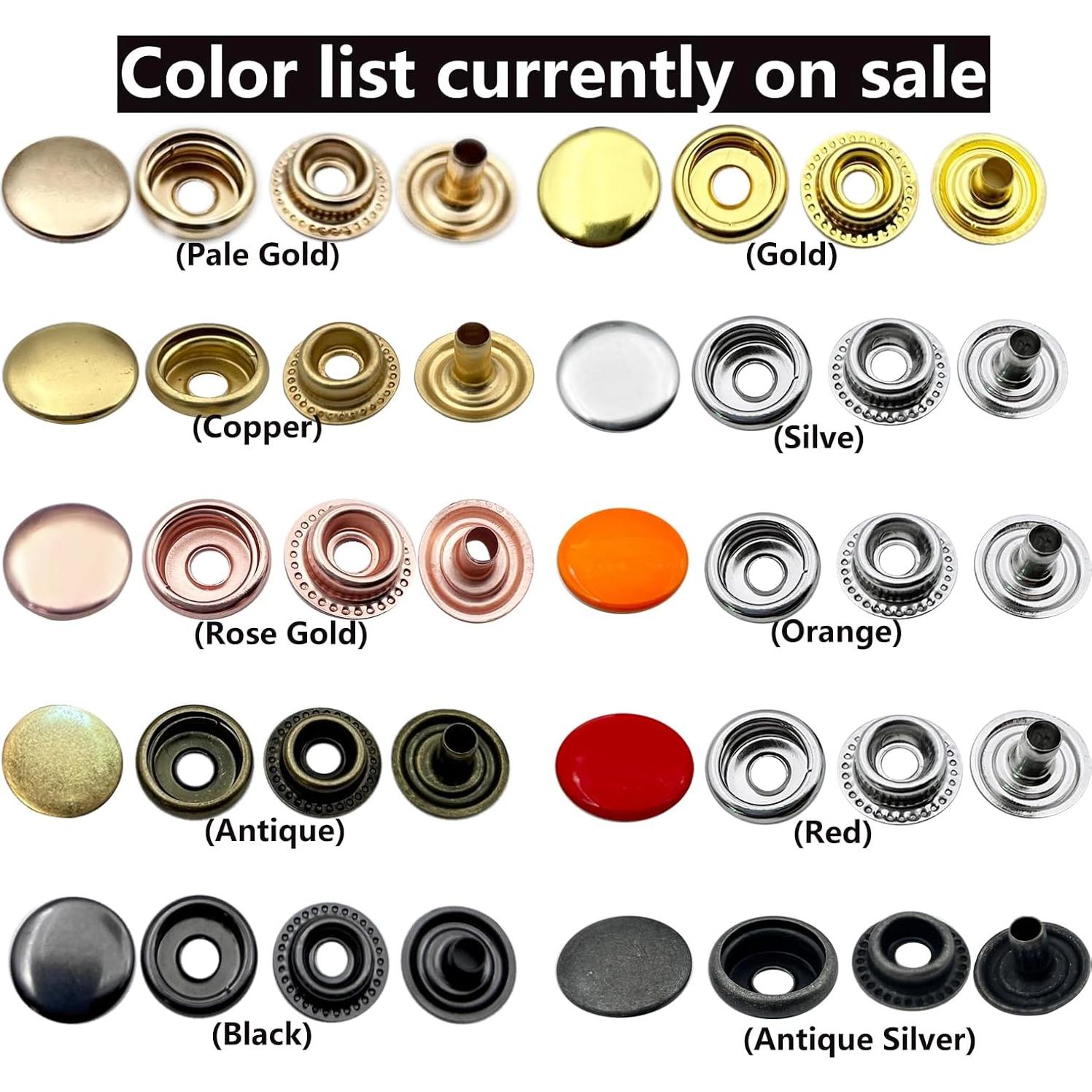 Kit de broches de presión de cuero YIHOPPL 15mm con herramientas