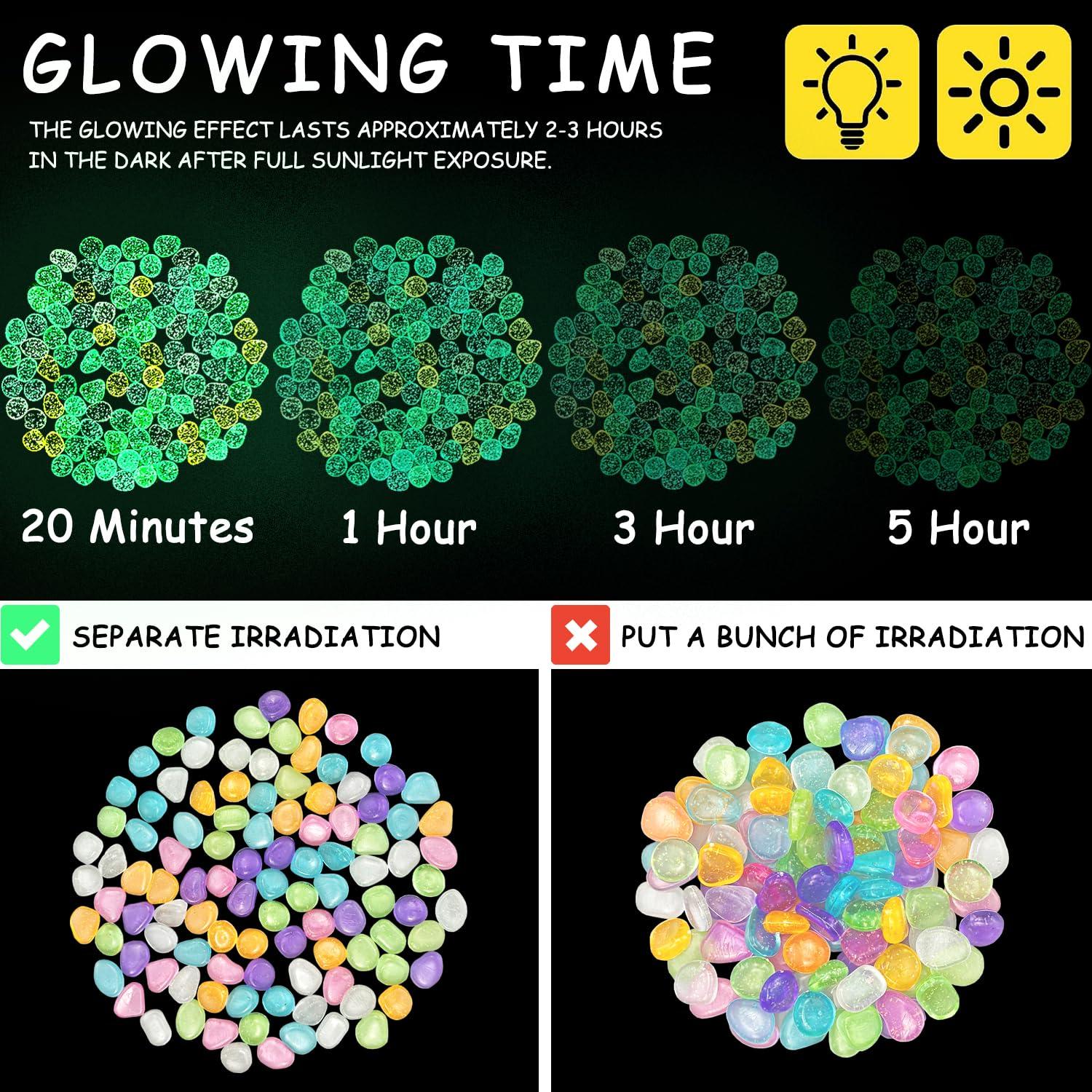 Piedras Brillantes Ajuwaa 200 pcs Luminiscentes Jardín 2-3 cm