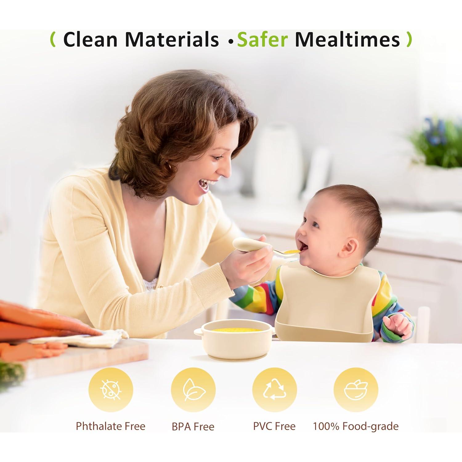 Juego de Alimentación Silicona Bufims 10 Piezas Beige 6+ Meses