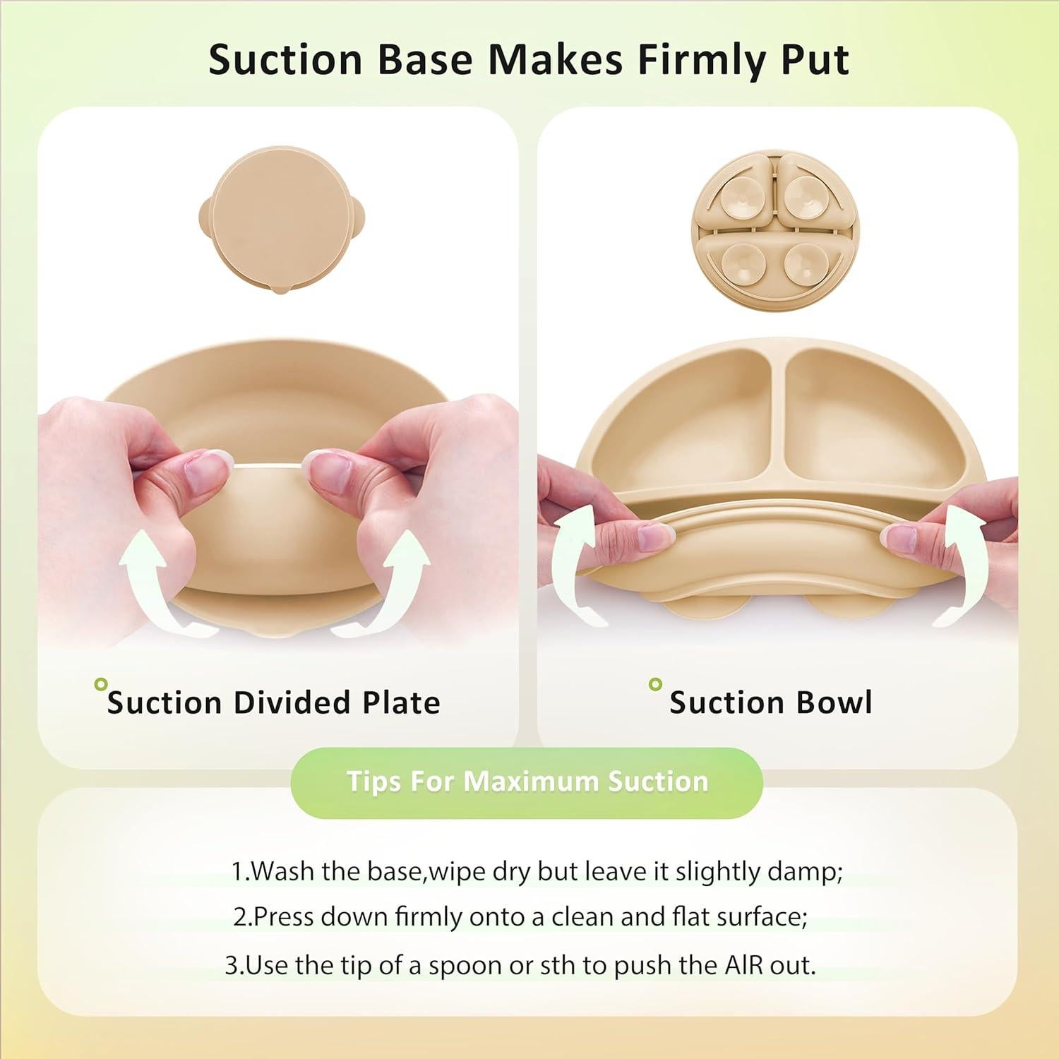 Juego de Alimentación Silicona Bufims 10 Piezas Beige 6+ Meses