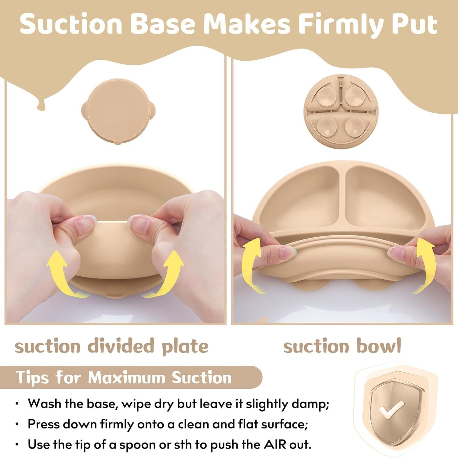 Juego de Alimentación Silicona Bufims 10 Piezas Beige 6+ Meses