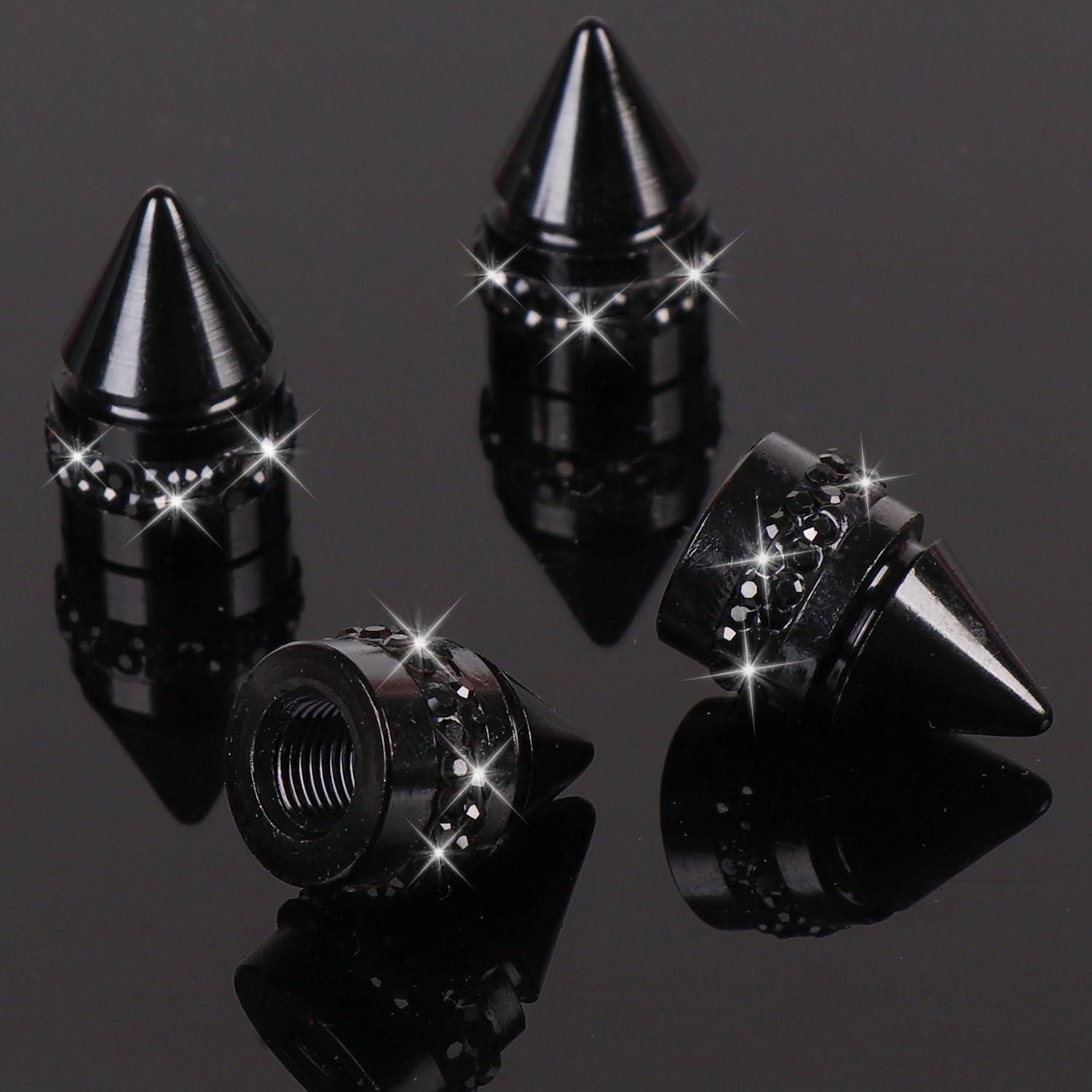 Tapa de Válvula de Neumático Brillante Negra ToBeQueen - Paquete de 4