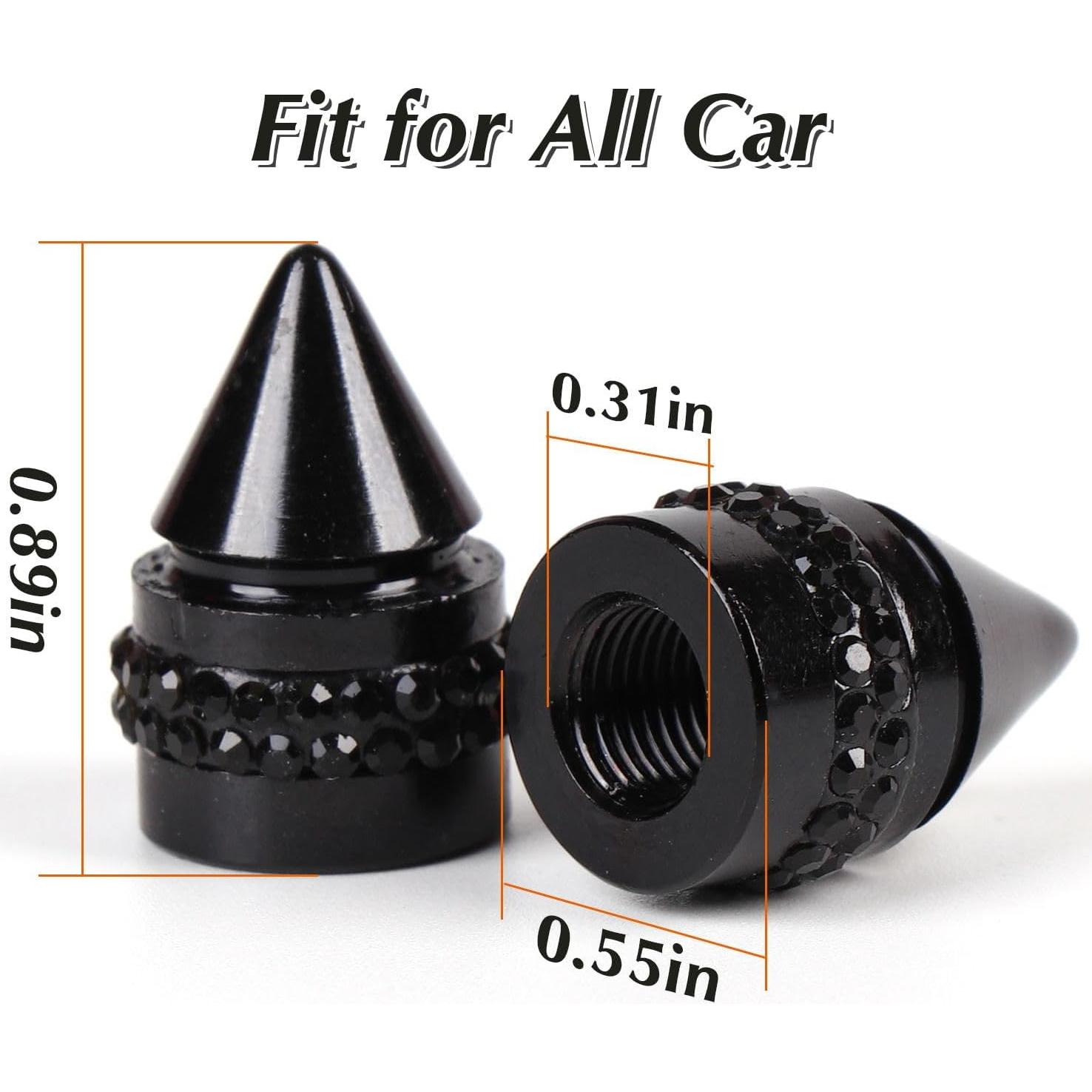 Tapa de Válvula de Neumático Brillante Negra ToBeQueen - Paquete de 4