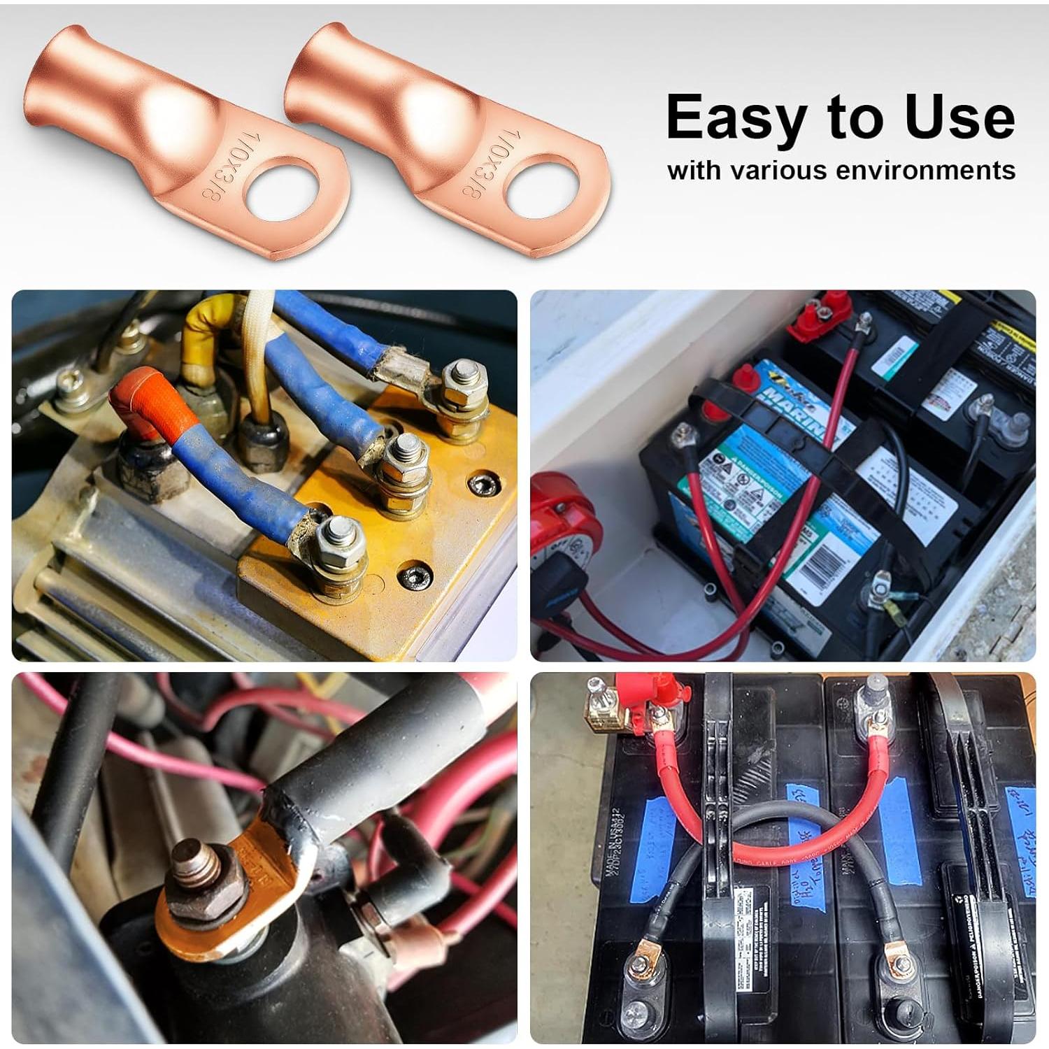 Conectores de Terminal de Batería iGreely 1/0 AWG 3/8" - 10 Pcs