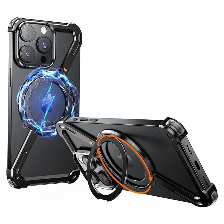 Funda para iPhone 13 Pro Drayromn Negra, Ultra Delgada con Soporte 360°