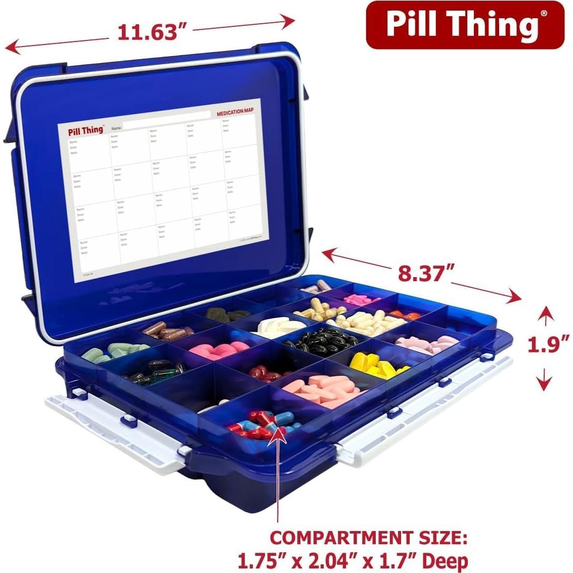 Estuche para Pastillas Hermético Pill Thing 20 Compartimentos Azul