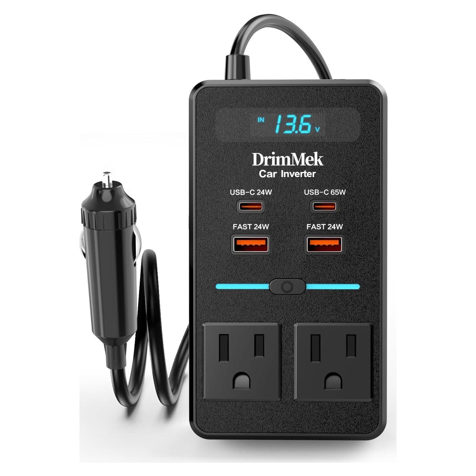 Inversor de Potencia de Coche 300W DrimMek 12V a 110V AC