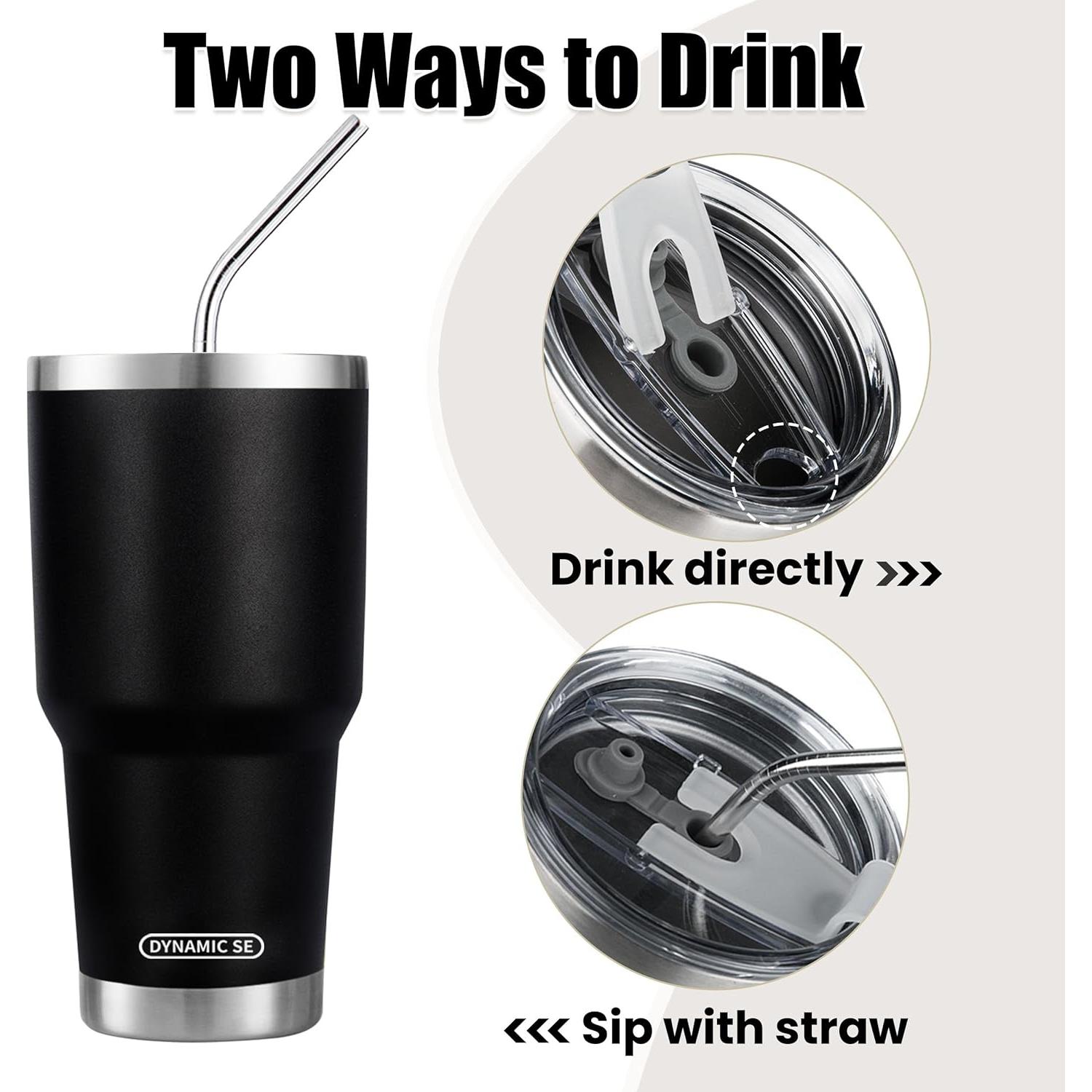 Vaso de Acero Inoxidable D·S 30 oz Negro con Doble Pared