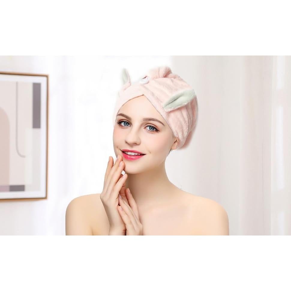 Toalla de Microfibra para el Cabello czmylzytt Rosa y Morado - 2 Piezas