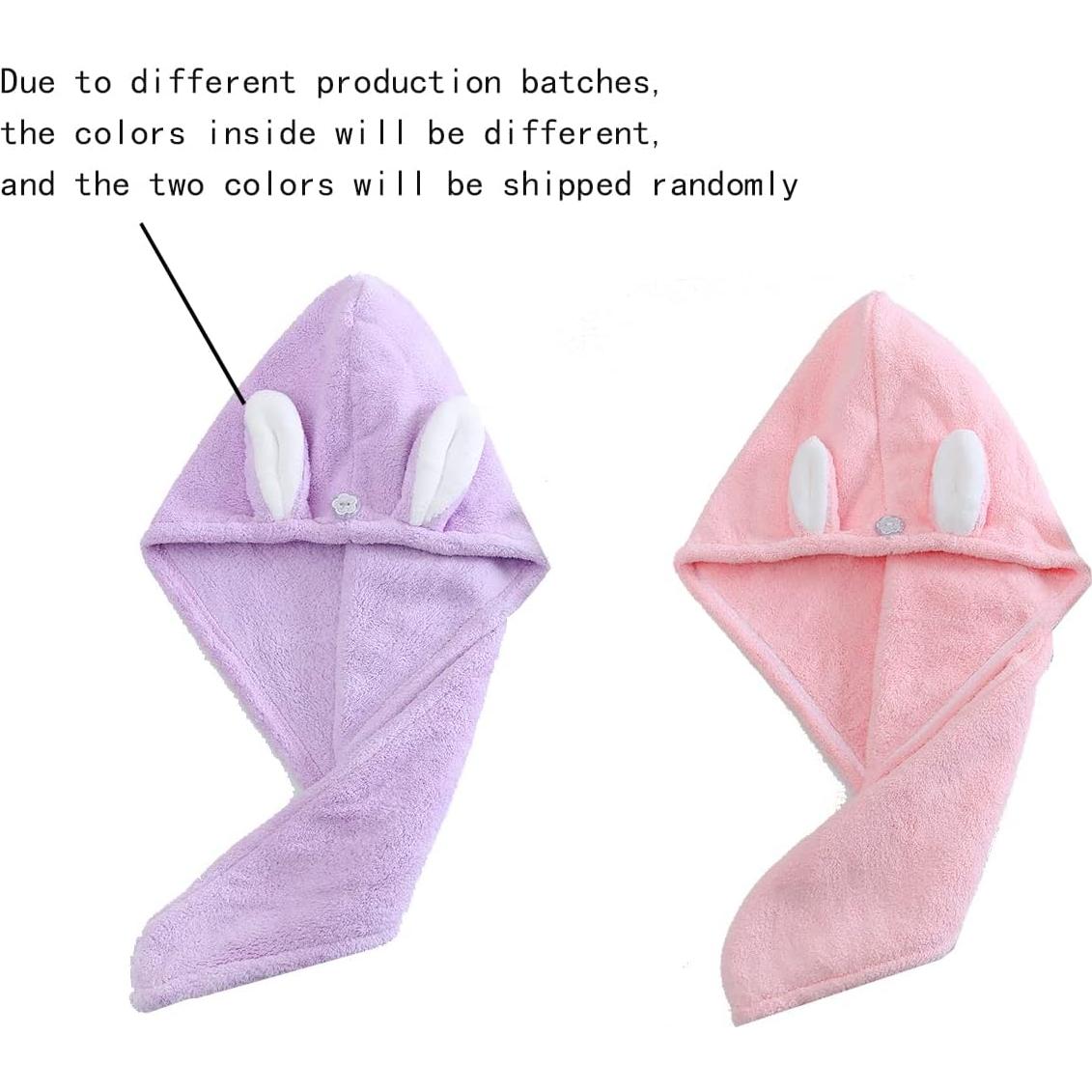 Toalla de Microfibra para el Cabello czmylzytt Rosa y Morado - 2 Piezas