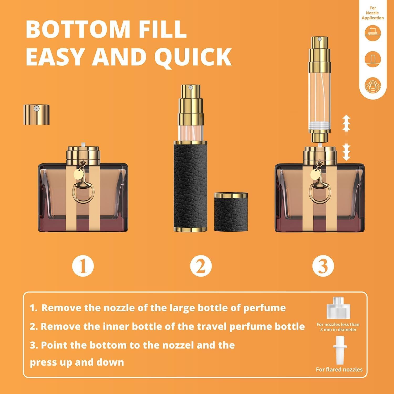 Atomizador de Perfume FENHON 5ml Recargable Cuero Negro