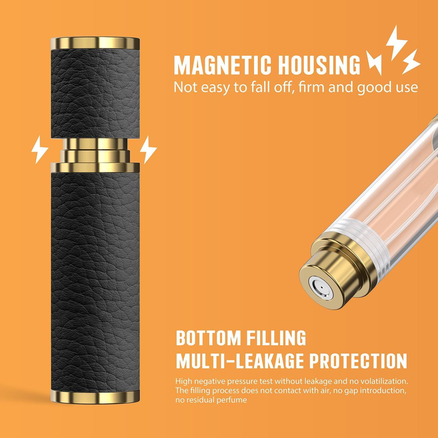 Atomizador de Perfume FENHON 5ml Recargable Cuero Negro