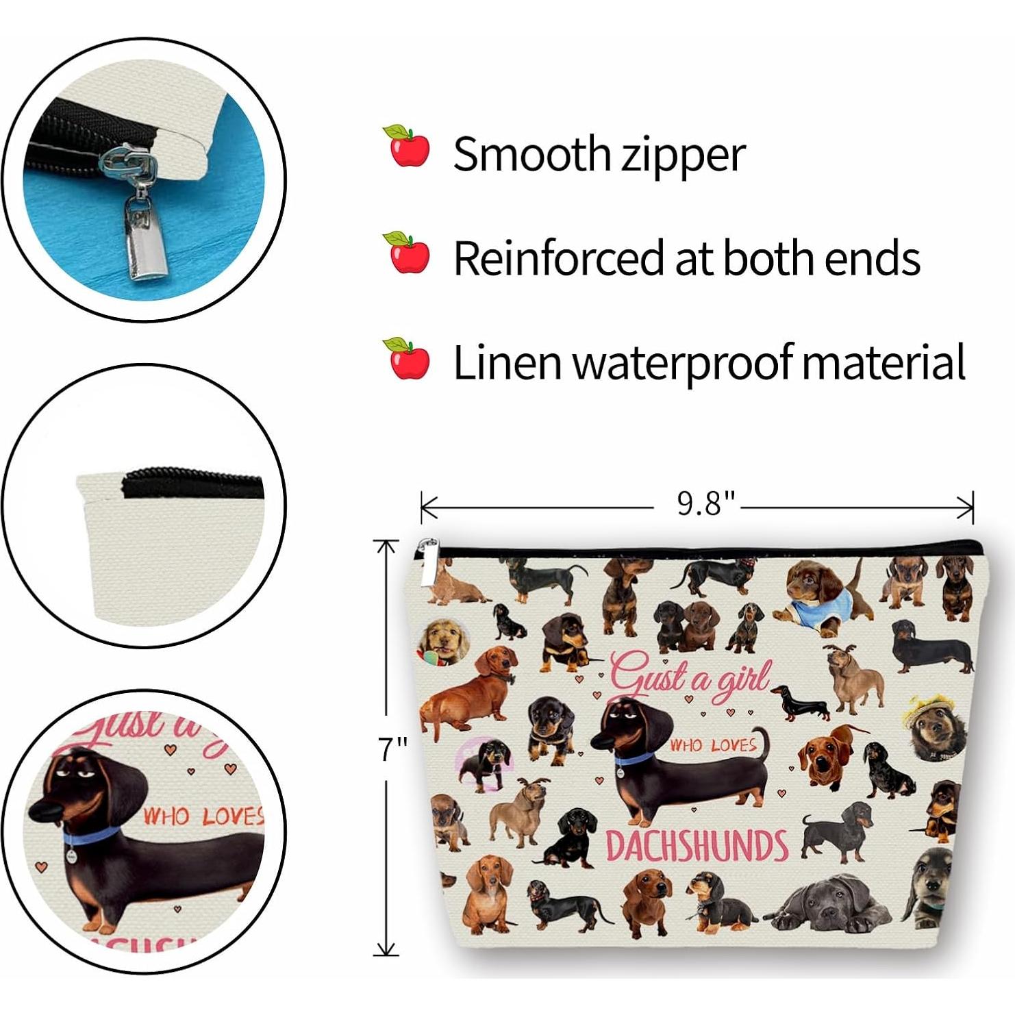 Bolsa de Maquillaje Dachshunds Girlly-G5800 Impermeable 24.89x18.03cm