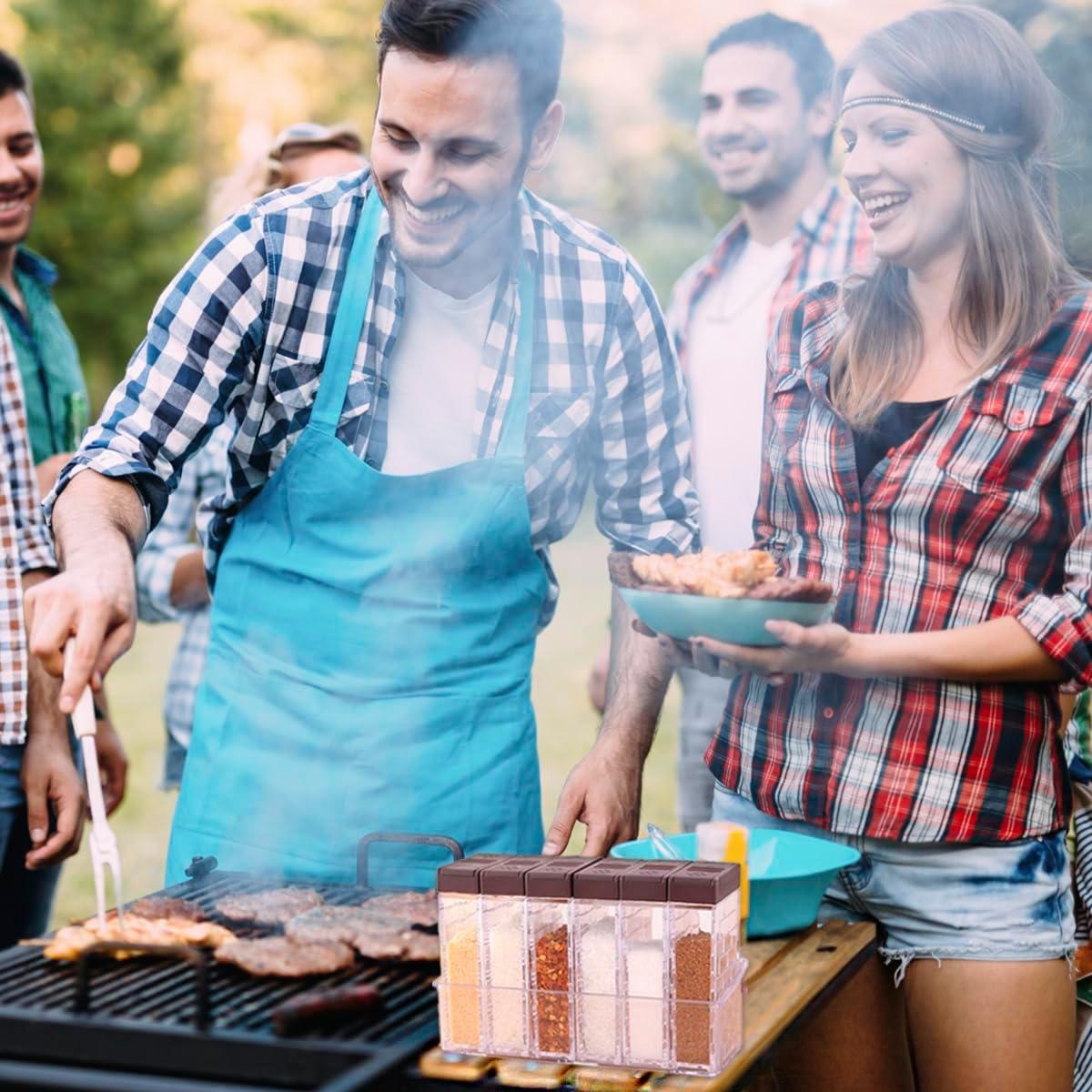 Juego de 12 Tarros de Especias Anberky con Bandeja Transparente