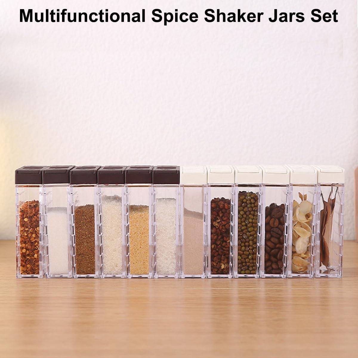 Juego de 12 Tarros de Especias Anberky con Bandeja Transparente