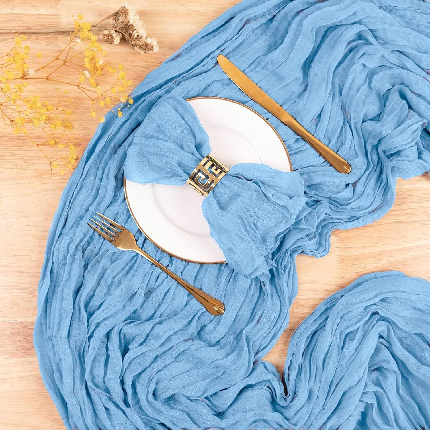 Caminito de Mesa de Gasa Azul Claro 4.06m para Eventos