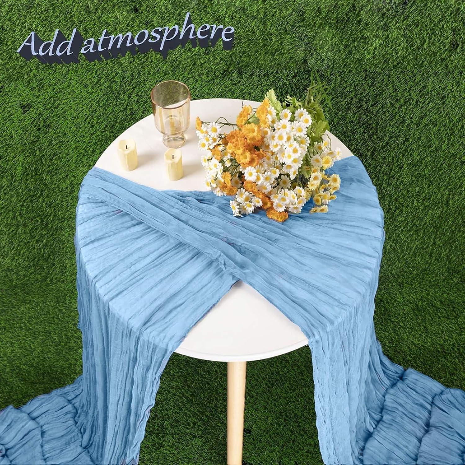 Caminito de Mesa de Gasa Azul Claro 4.06m para Eventos