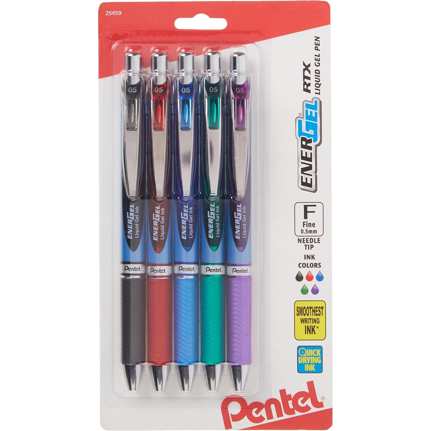 Bolígrafo de Gel Retráctil Pentel EnerGel RTX 0.5mm Paquete de 5