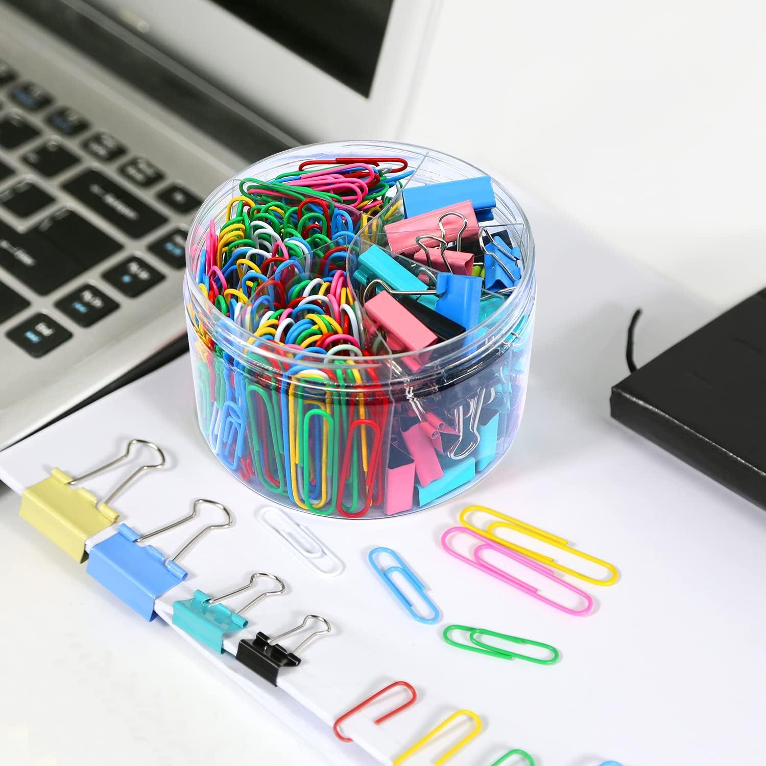 Juego de Clips de Papel y Carpeta AnutriON 320 Piezas Colores