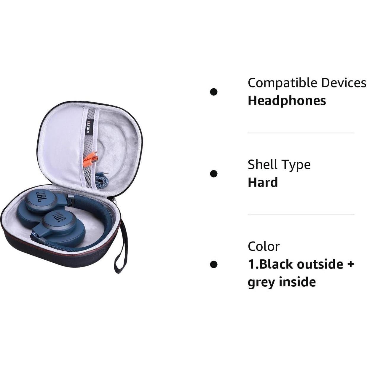 Funda Dura EVA LTGEM para Auriculares JBL Plegables - Negro/Gris