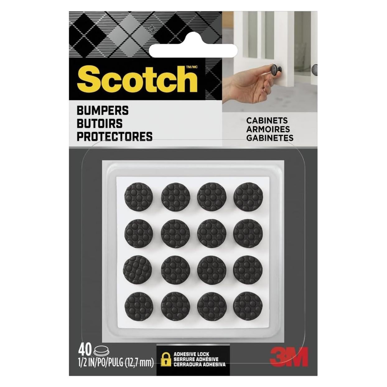 Almohadillas adhesivas negras Scotch 40 PCS 9.5 mm para gabinetes