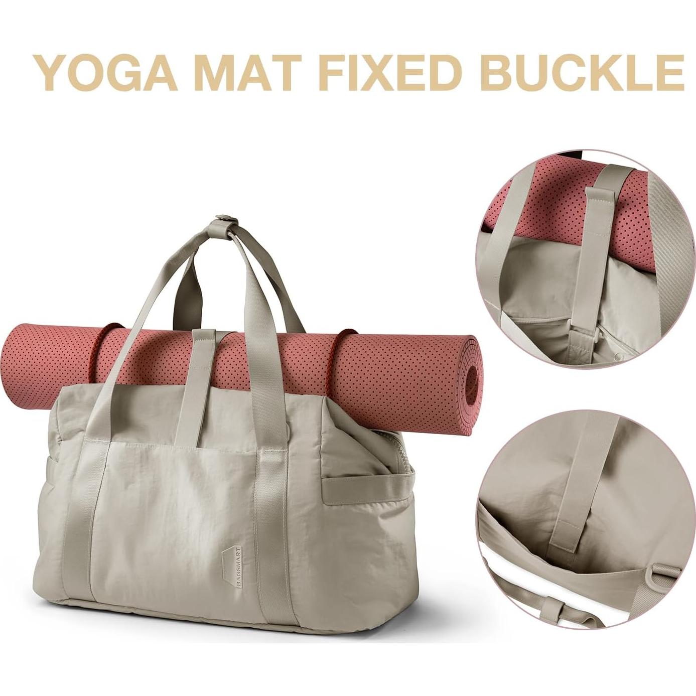 Bolsa de Gimnasio BAGSMART para Mujeres Beige Mediana 30L