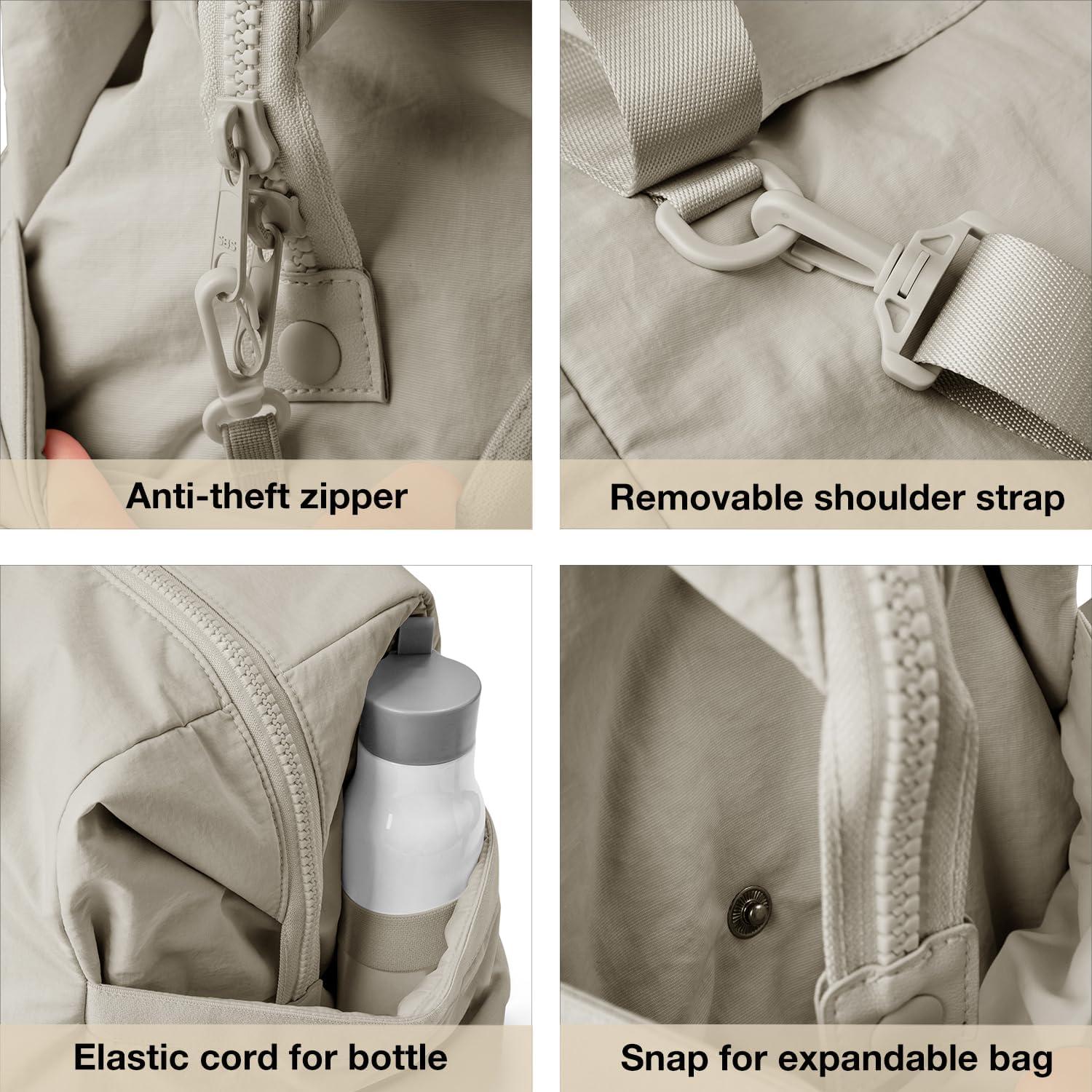 Bolsa de Gimnasio BAGSMART para Mujeres Beige Mediana 30L