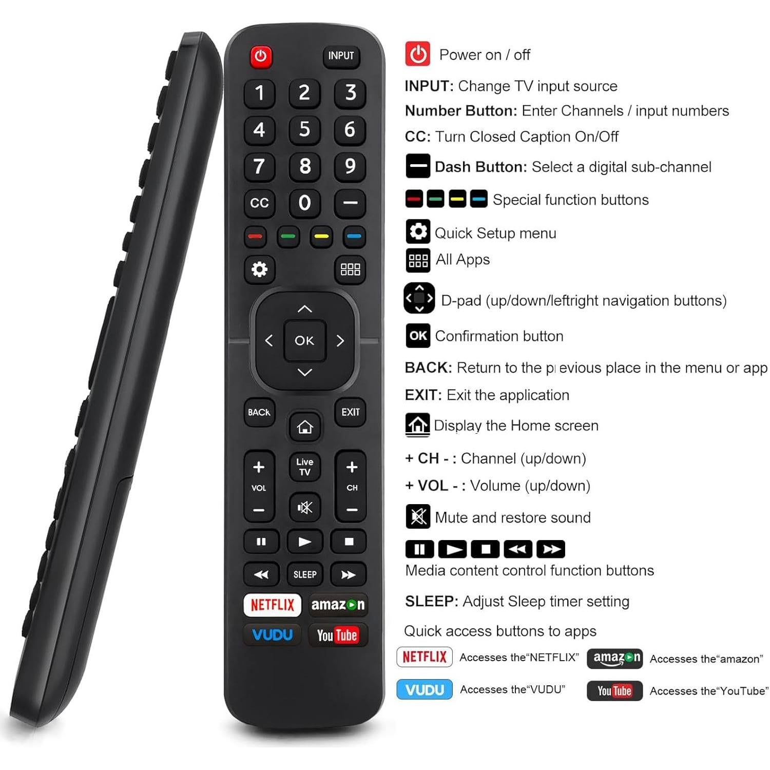 Control Remoto Reemplazo Hisense 4K ULED HD Android EN2A27